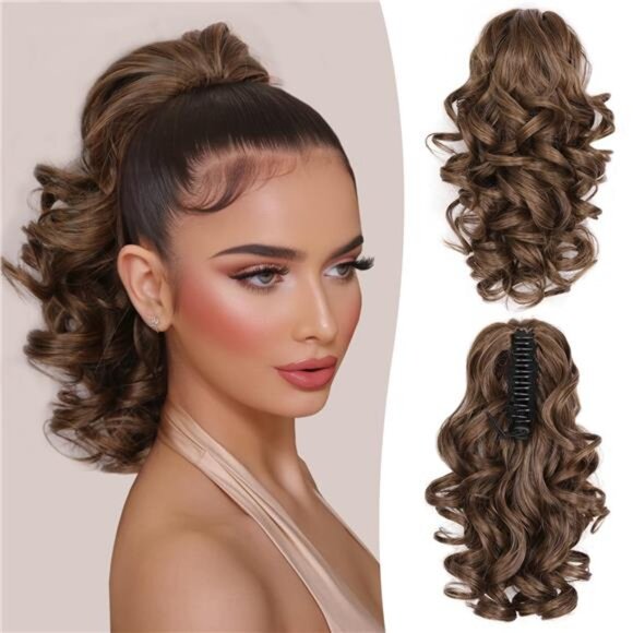 12 Inch - Clip in Ponytail Hair Extensions, Medium Brown